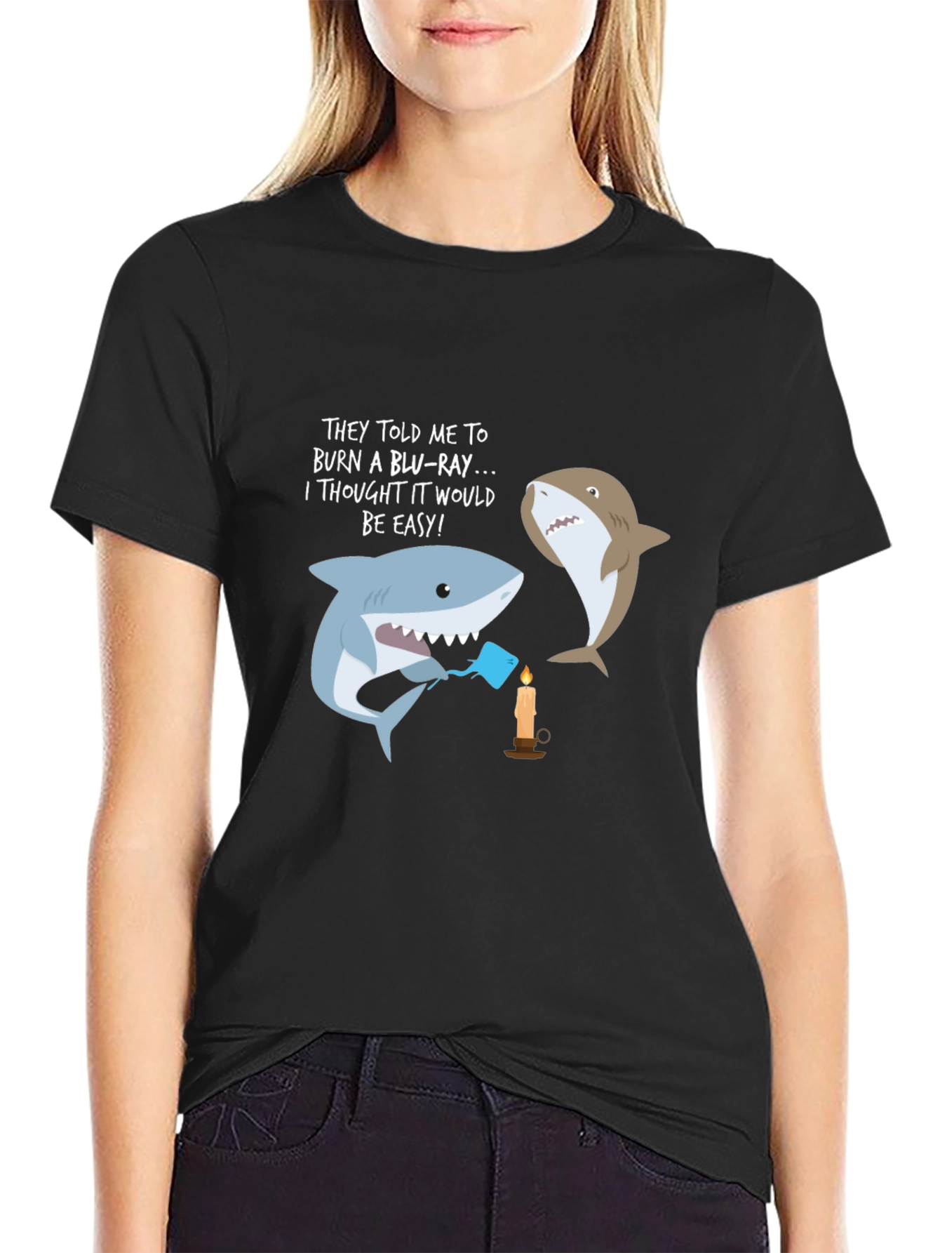 Funny Shark Burn Blu-Ray T-Shirt