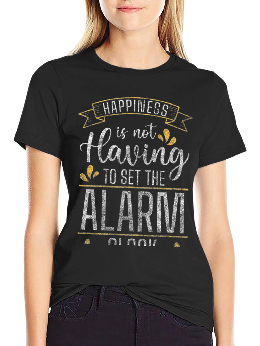 Happiness Alarm Clock T-Shirt - Black