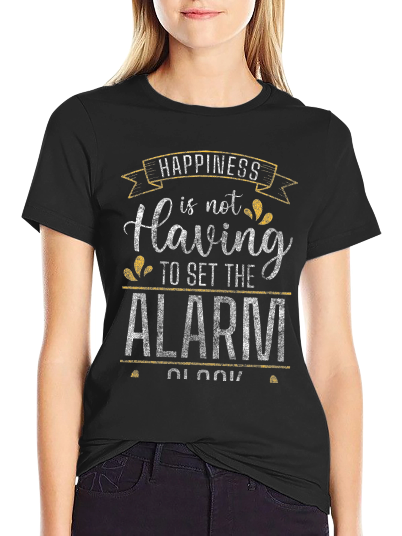 Happiness Alarm Clock T-Shirt - Black