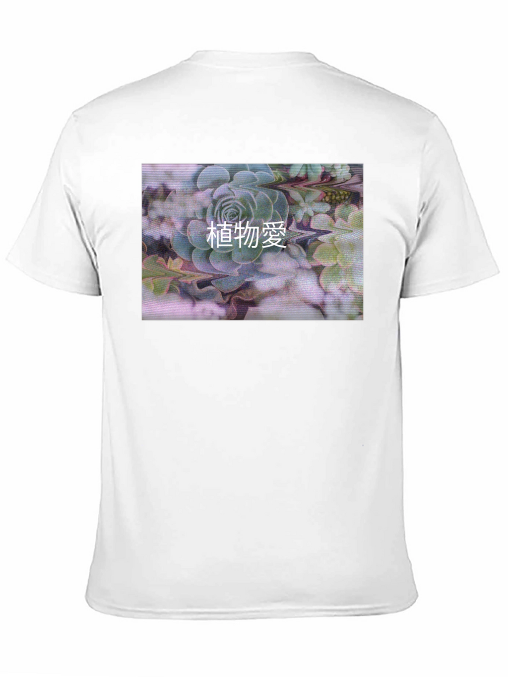 Black T-Shirt with Succulent Graphic Print