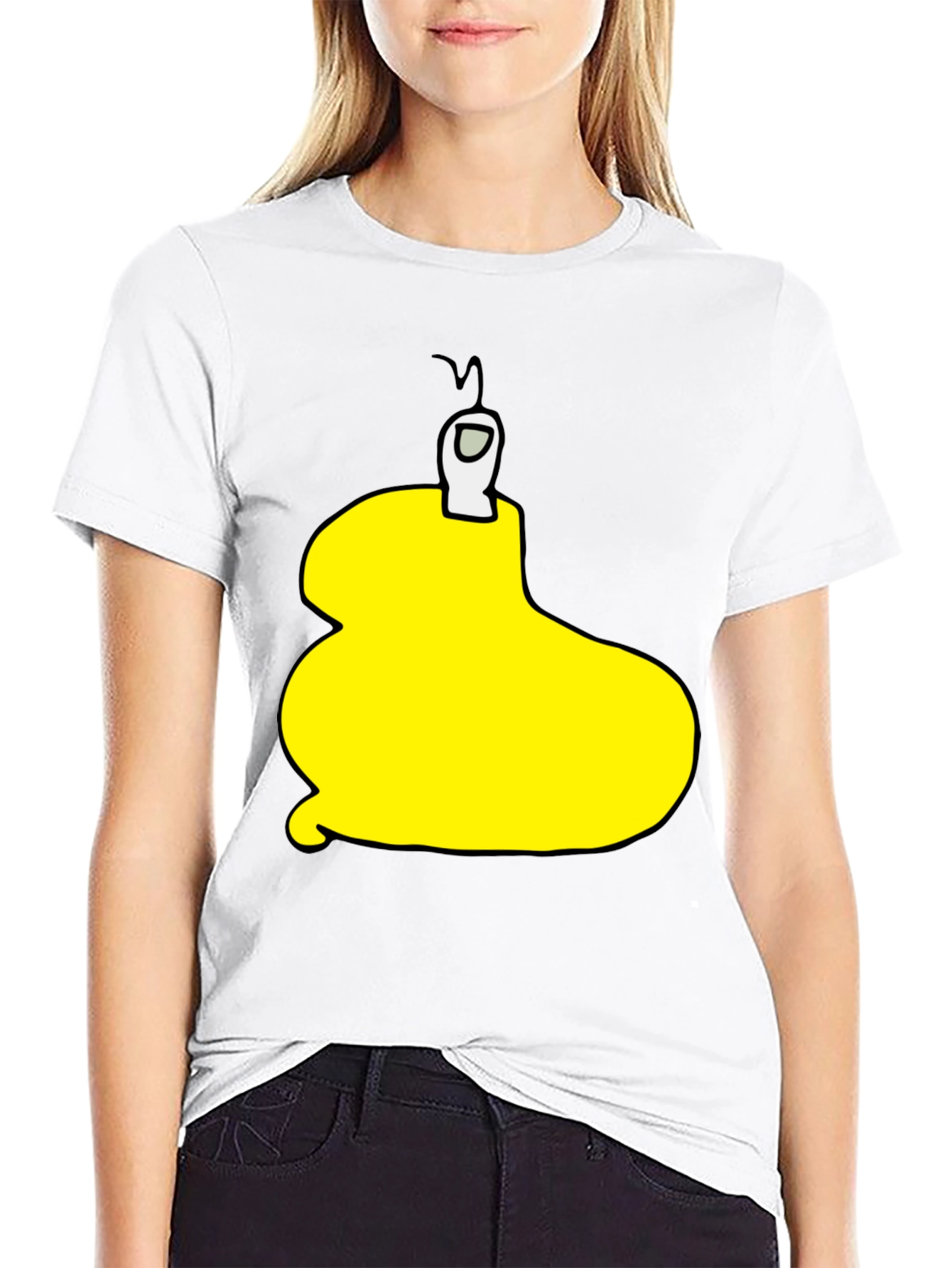 Yellow Among Us Character Black T-Shirt