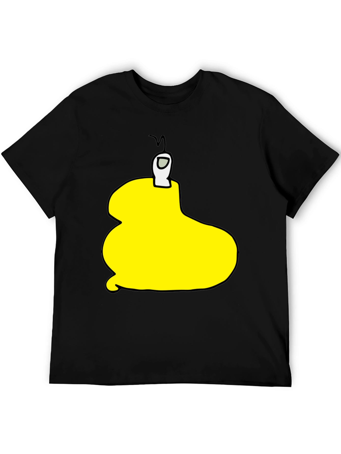 Yellow Among Us Character Black T-Shirt