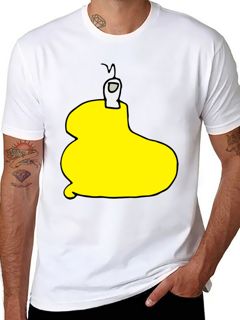 Yellow Among Us Character Black T-Shirt