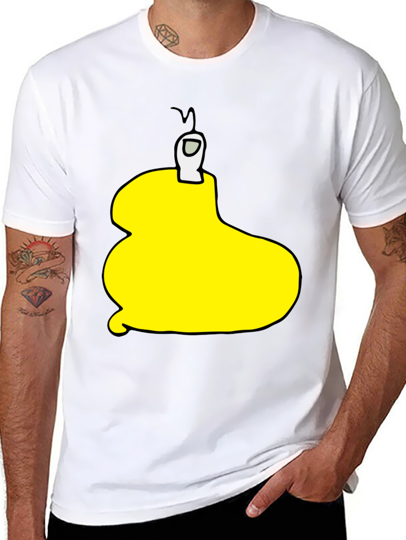 Yellow Among Us Character Black T-Shirt