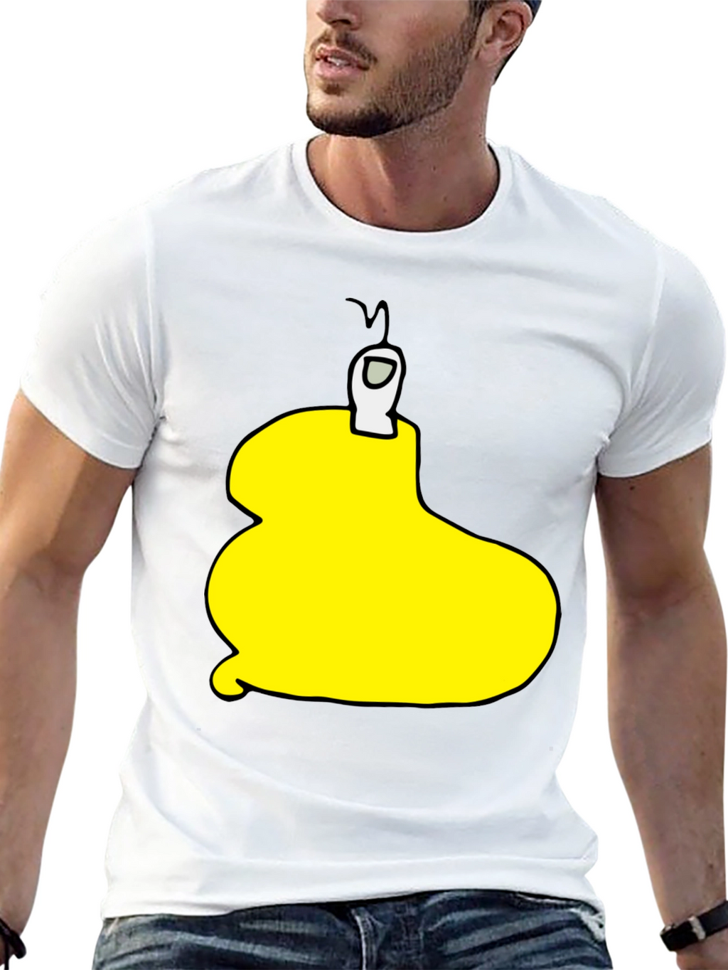Yellow Among Us Character Black T-Shirt