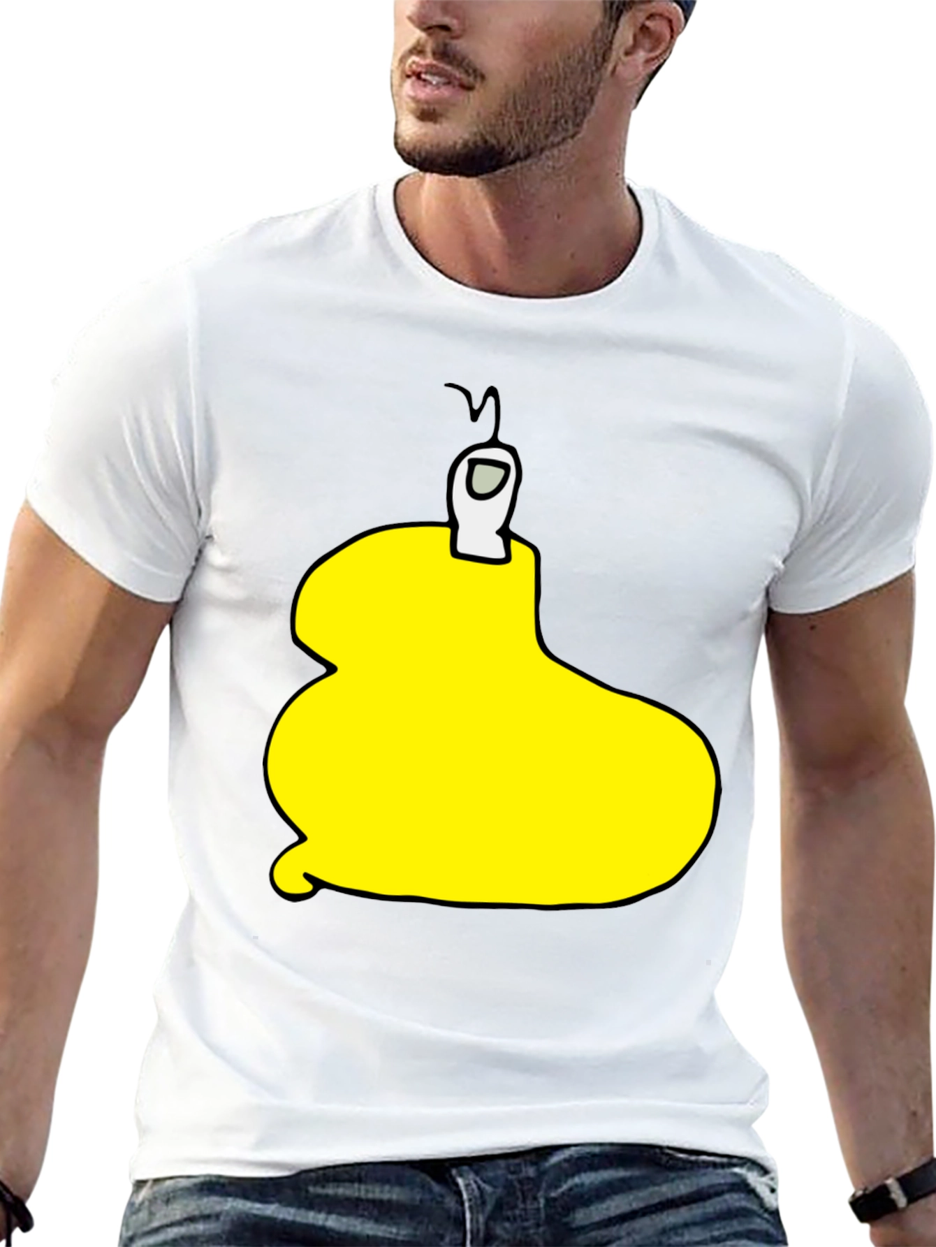 Yellow Among Us Character Black T-Shirt