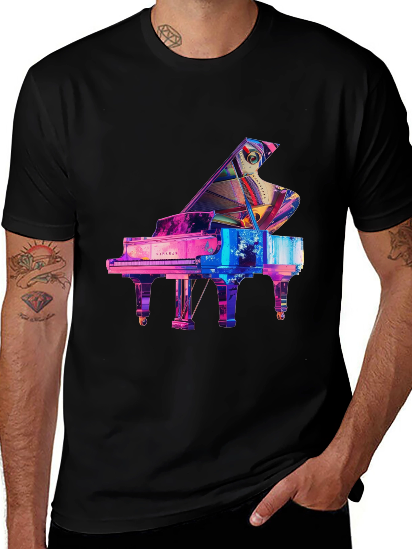 Abstract Grand Piano Graphic Tee - Stylish Music Lover Shirt