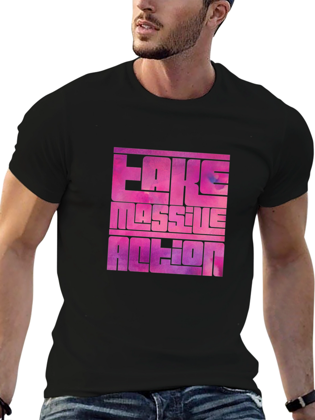 Bold Graphic Tee: Fake Massive Action
