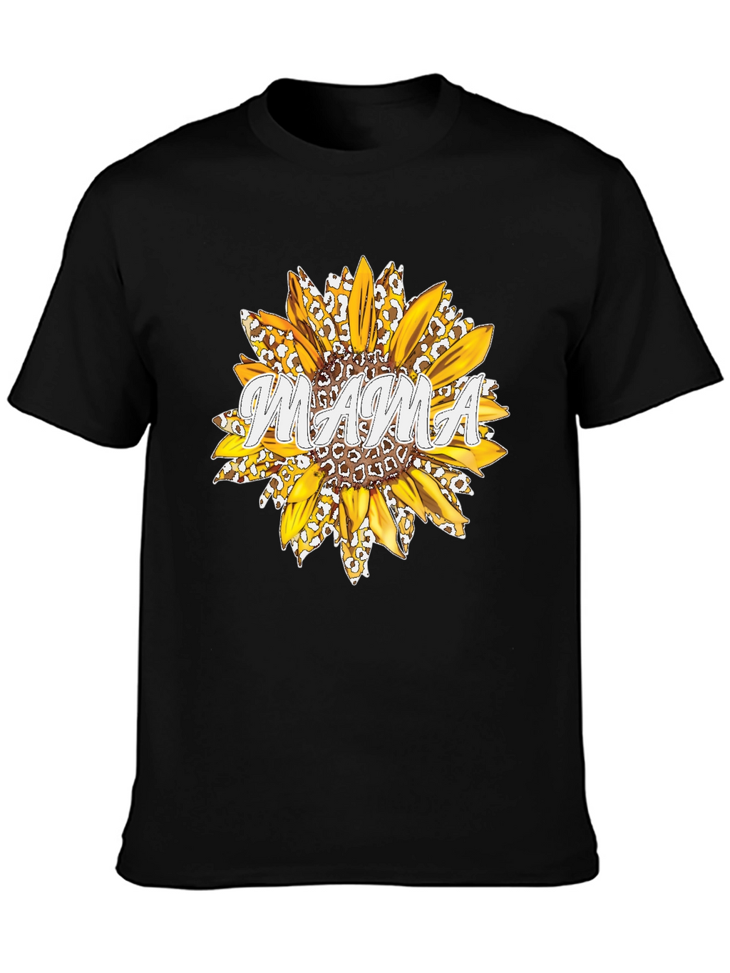 Mama Sunflower Graphic Tee - Black Cotton T-Shirt
