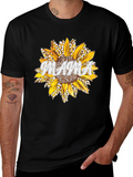 Mama Sunflower Graphic Tee - Black Cotton T-Shirt