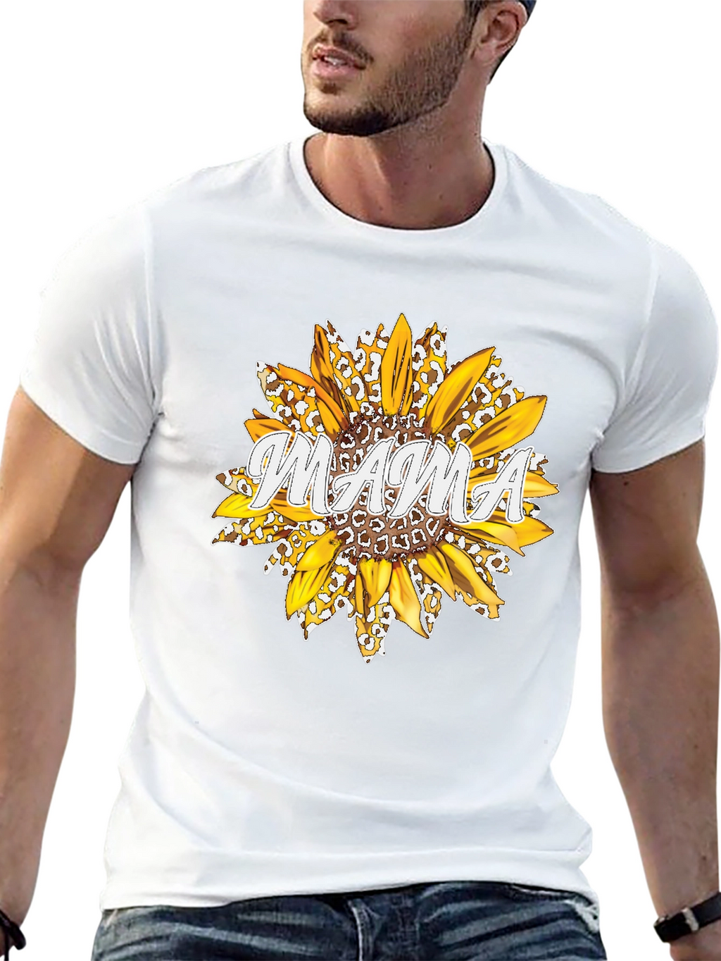 Mama Sunflower Graphic Tee - Black Cotton T-Shirt