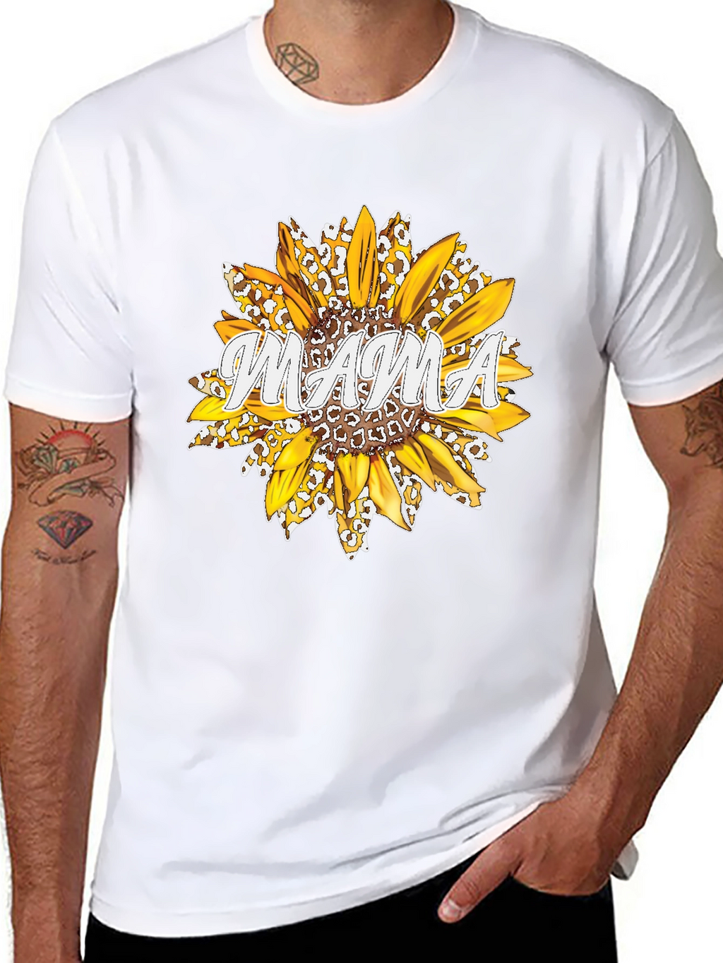 Mama Sunflower Graphic Tee - Black Cotton T-Shirt