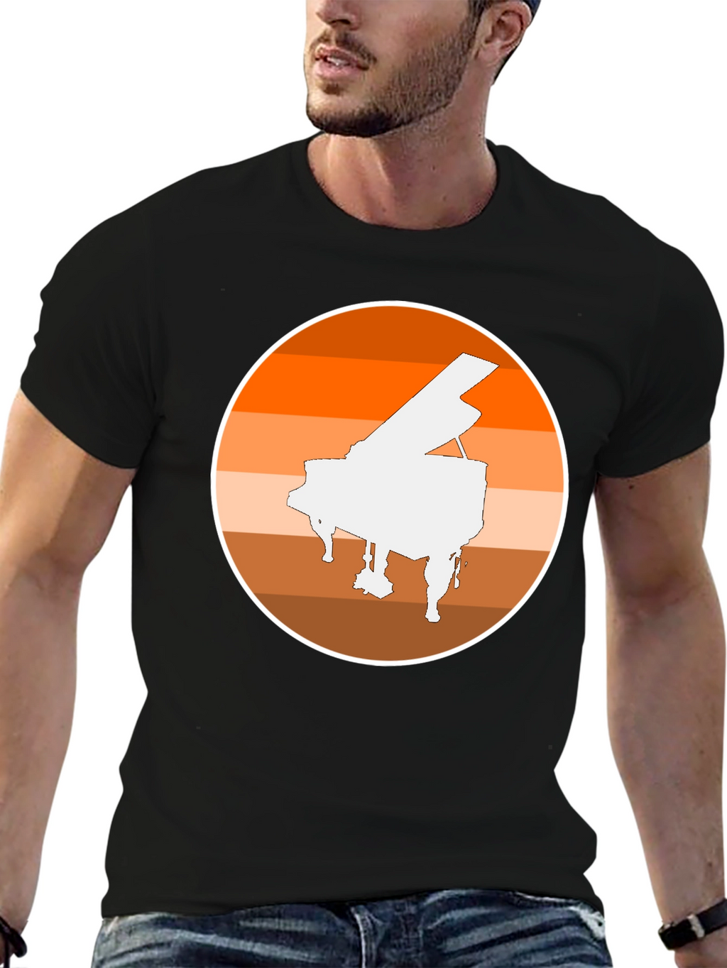 Piano Sunset Graphic Tee - Musician Style