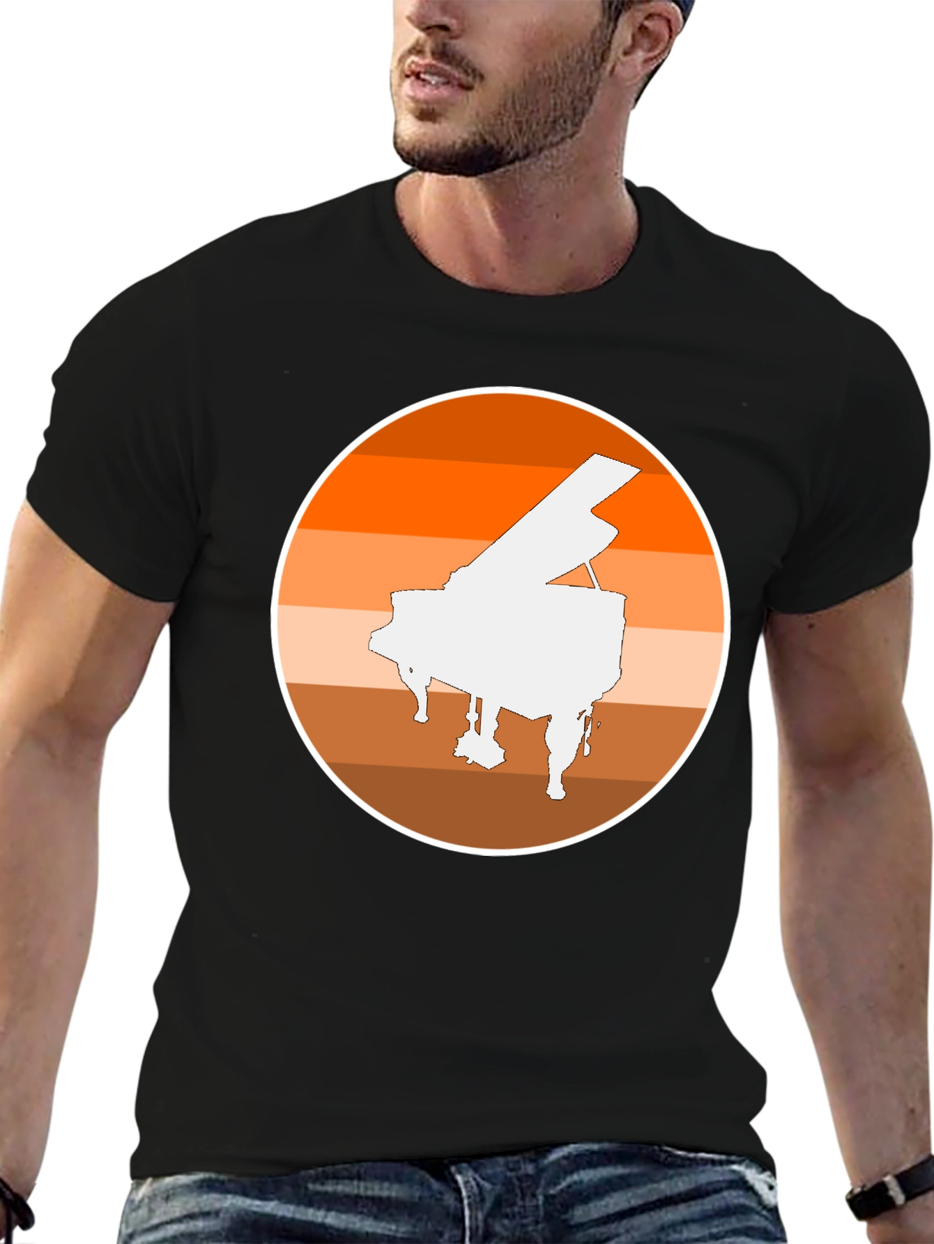 Piano Sunset Graphic Tee - Musician Style