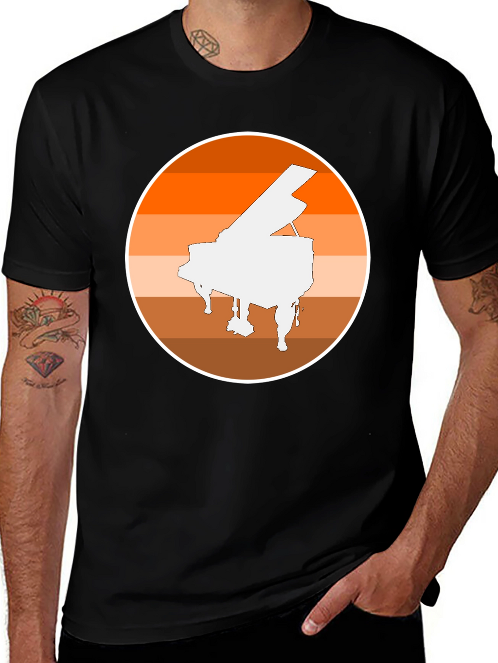 Piano Sunset Graphic Tee - Musician Style