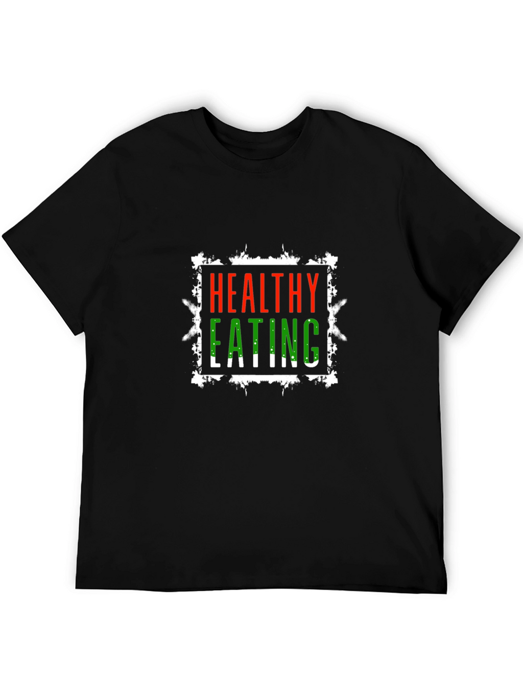 Healthy Eating Graphic Tee - Black Cotton T-Shirt
