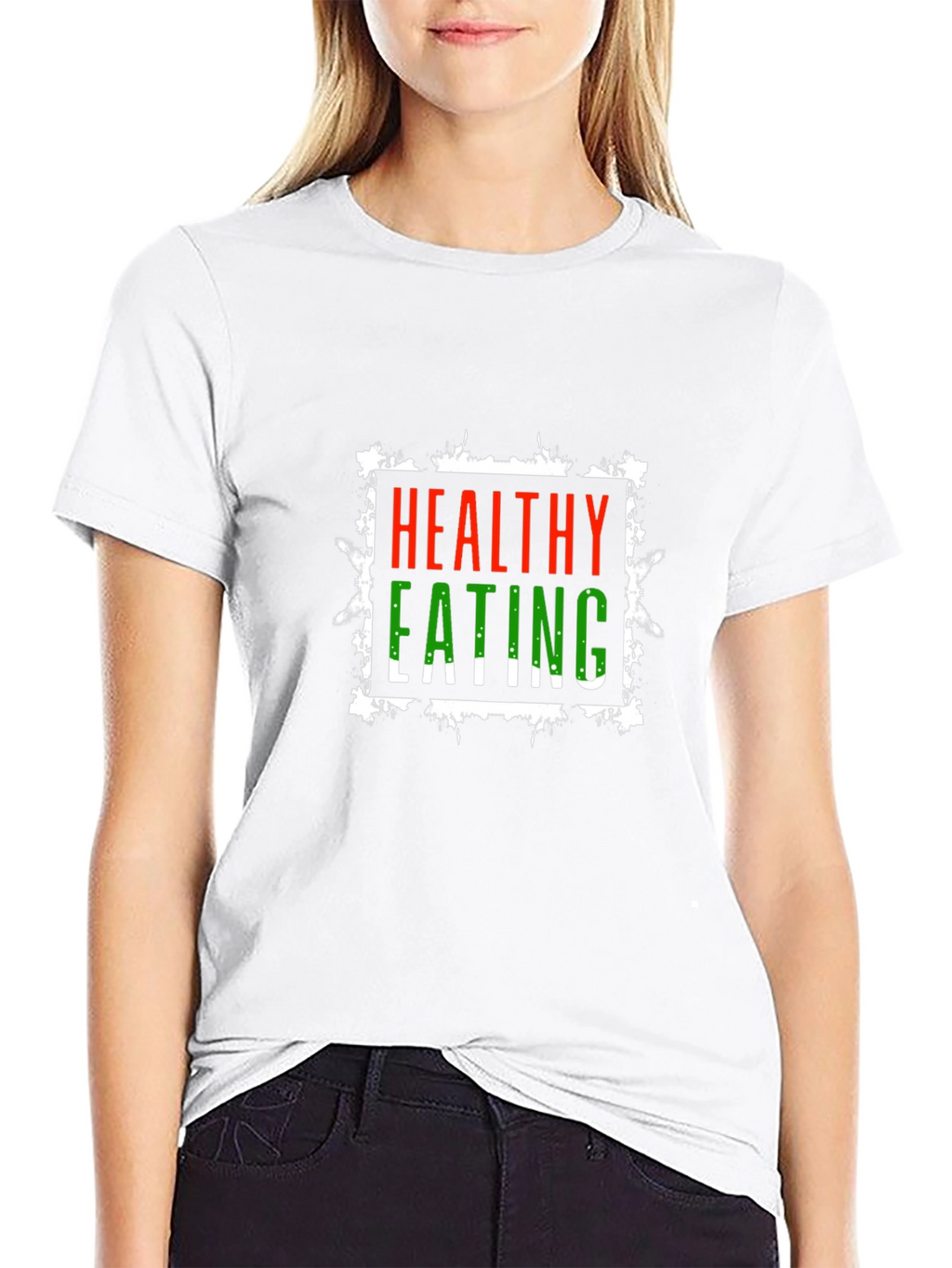 Healthy Eating Graphic Tee - Black Cotton T-Shirt