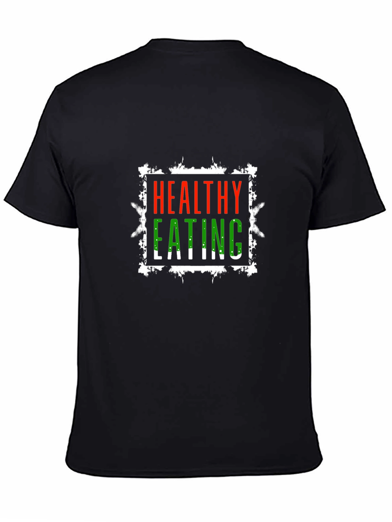 Healthy Eating Graphic Tee - Black Cotton T-Shirt