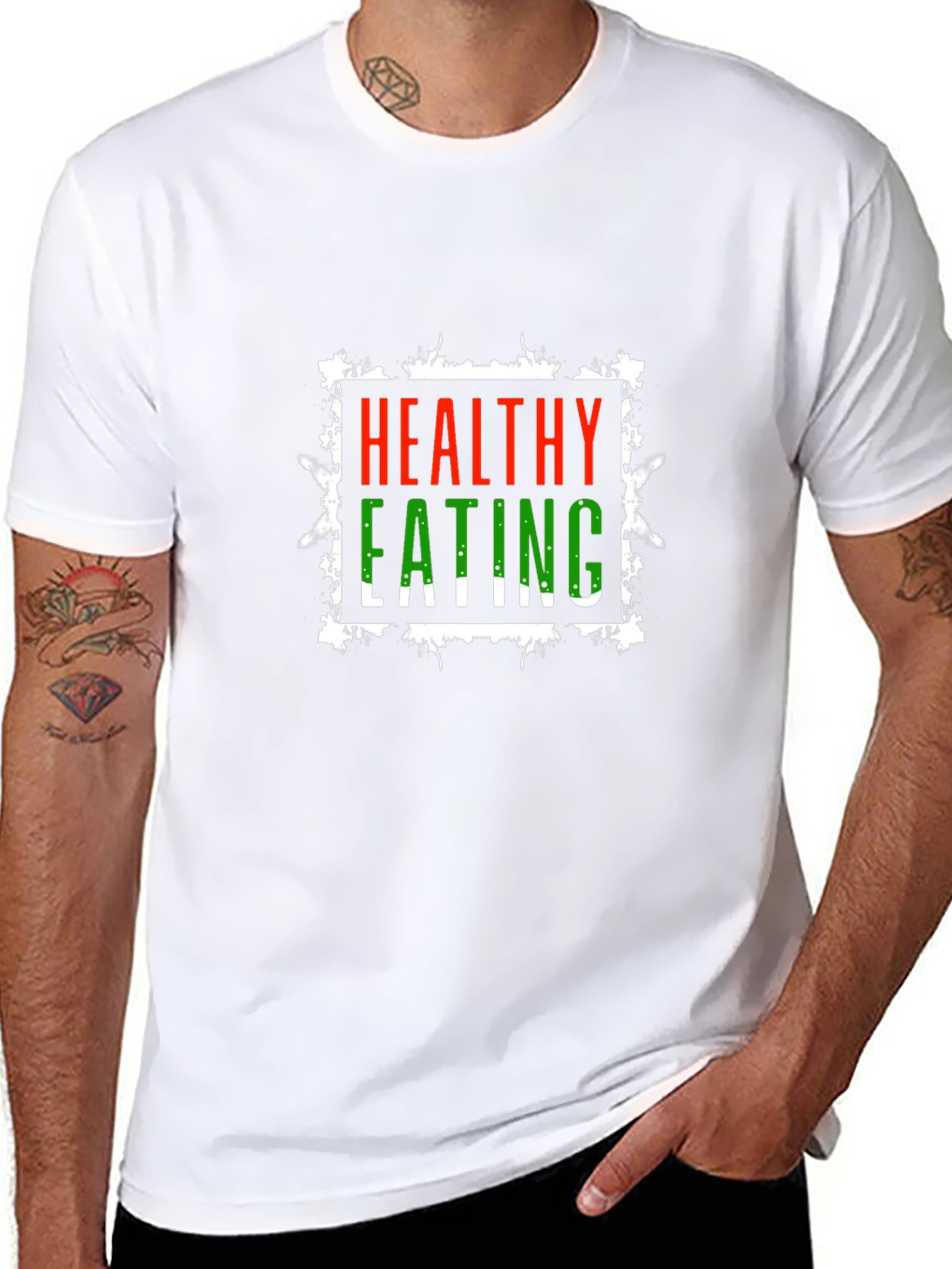 Healthy Eating Graphic Tee - Black Cotton T-Shirt