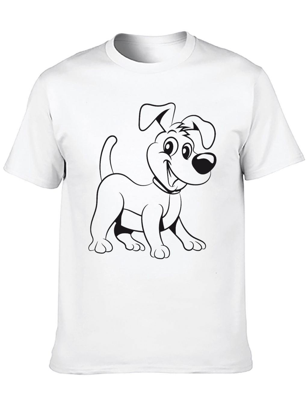 Black Crew Neck T-Shirt with Dog Graphic
