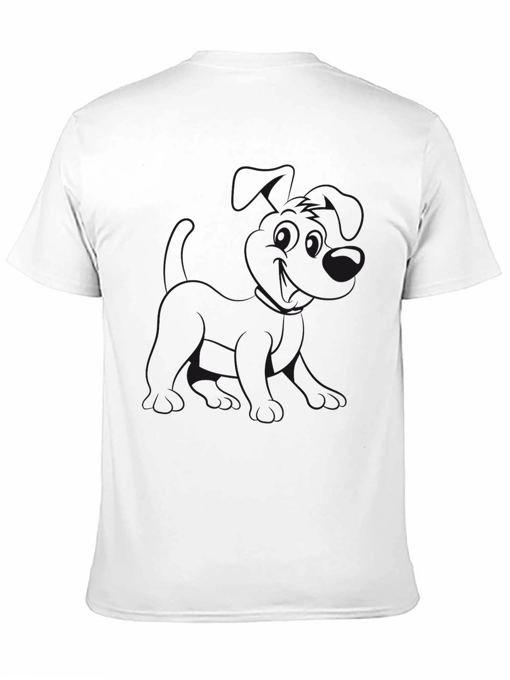 Black Crew Neck T-Shirt with Dog Graphic