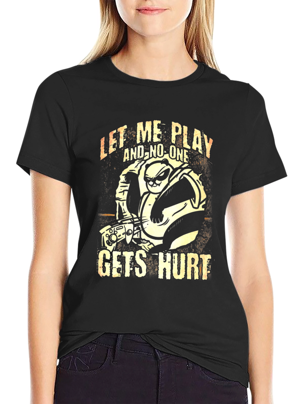 Gamer Panda Graphic T-Shirt - Let Me Play Design