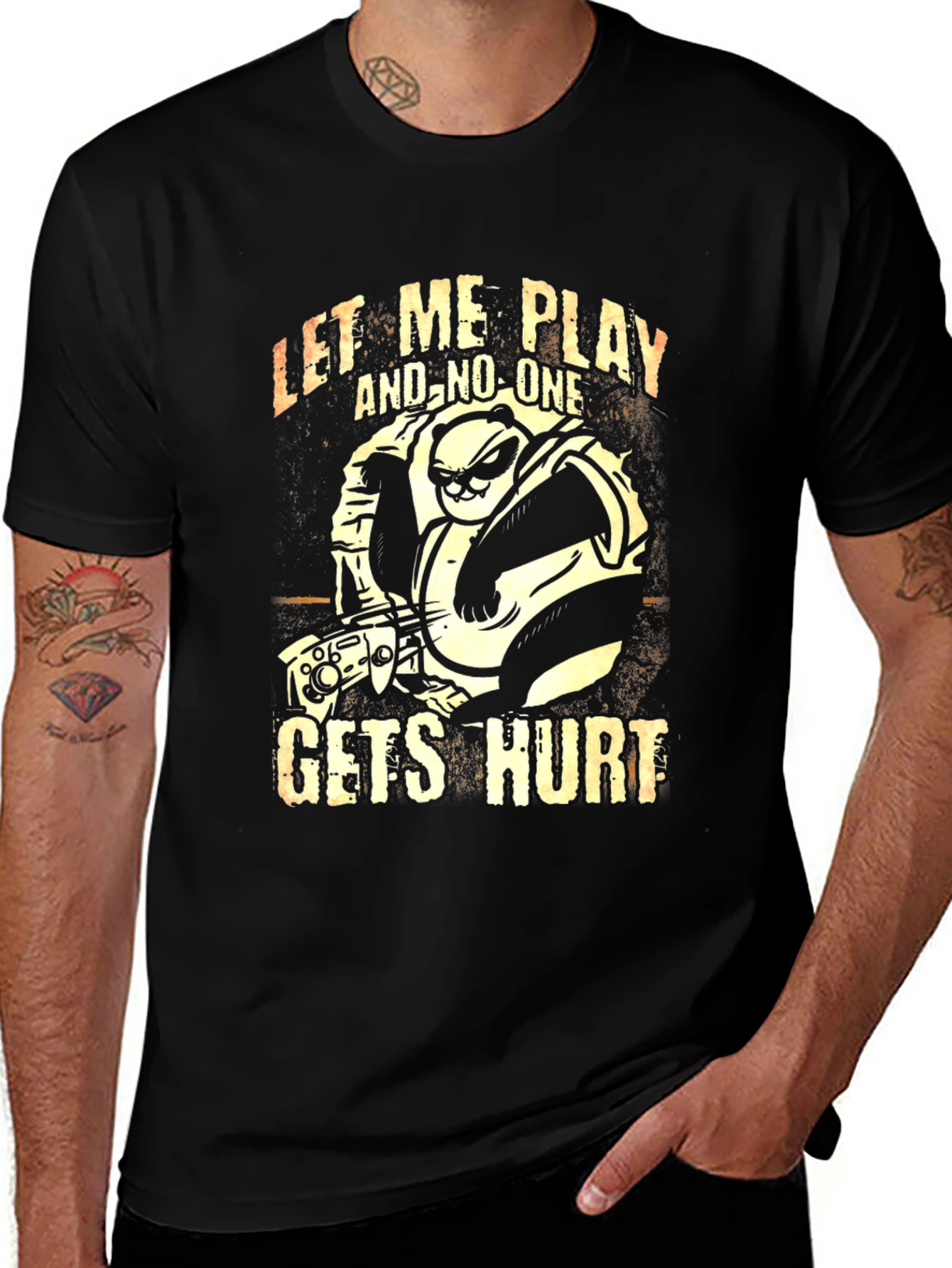 Gamer Panda Graphic T-Shirt - Let Me Play Design