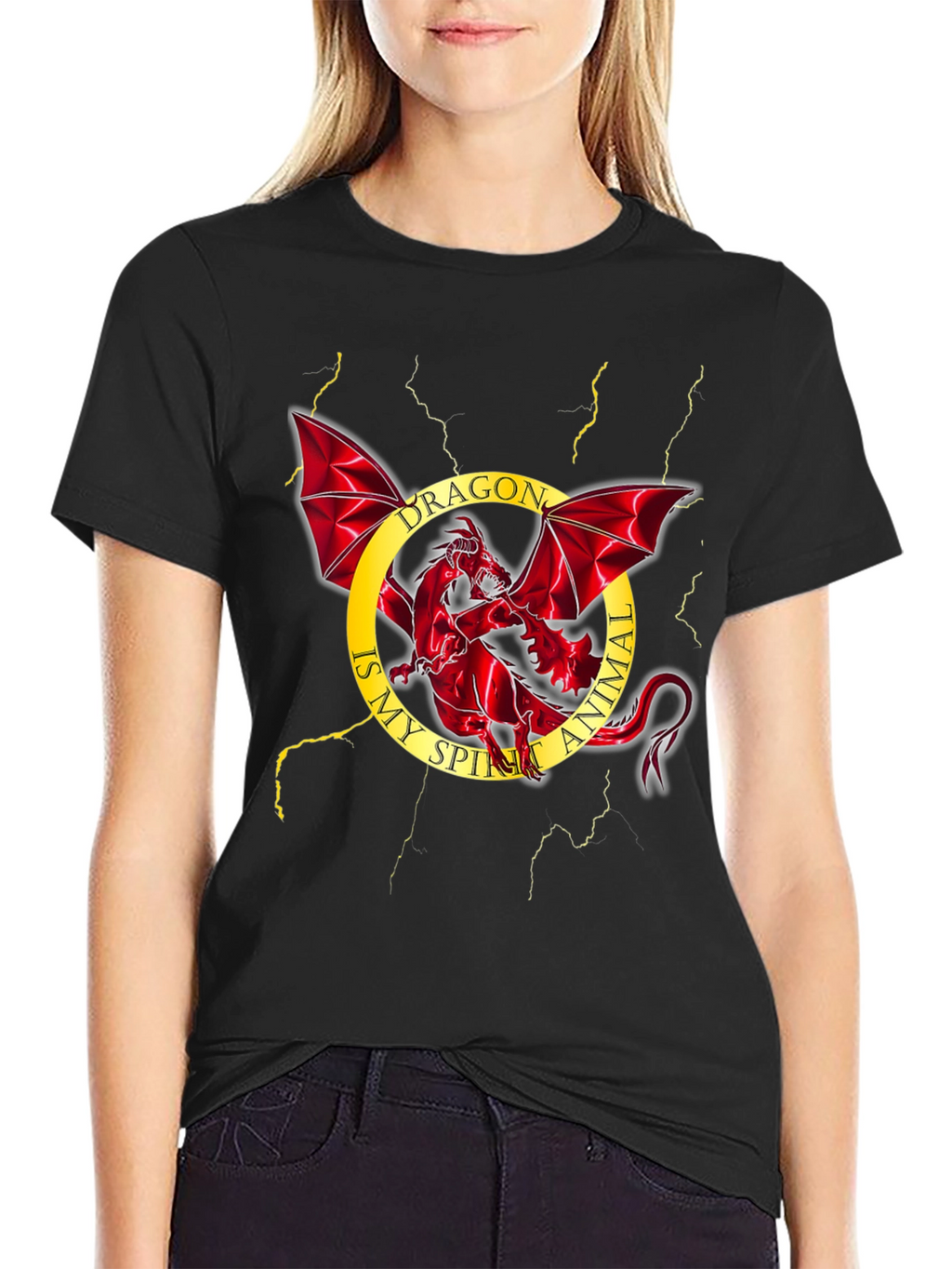 Dragon Spirit Animal Black T-Shirt
