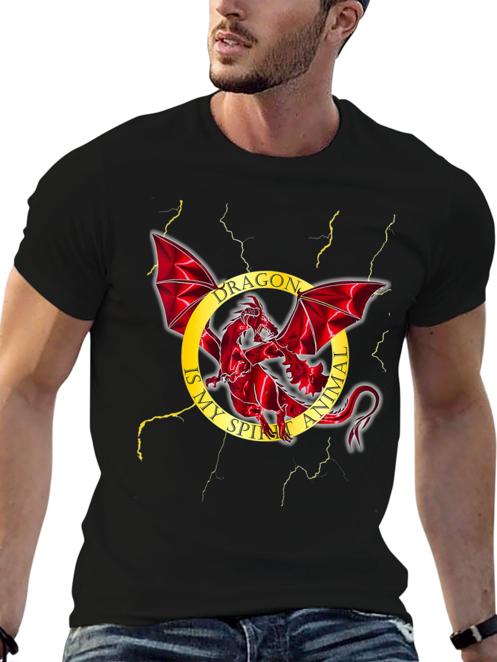 Dragon Spirit Animal Black T-Shirt