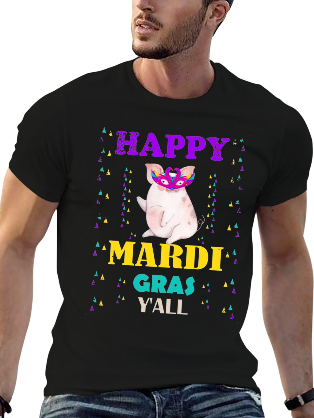 Happy Mardi Gras Yall Pig T-Shirt