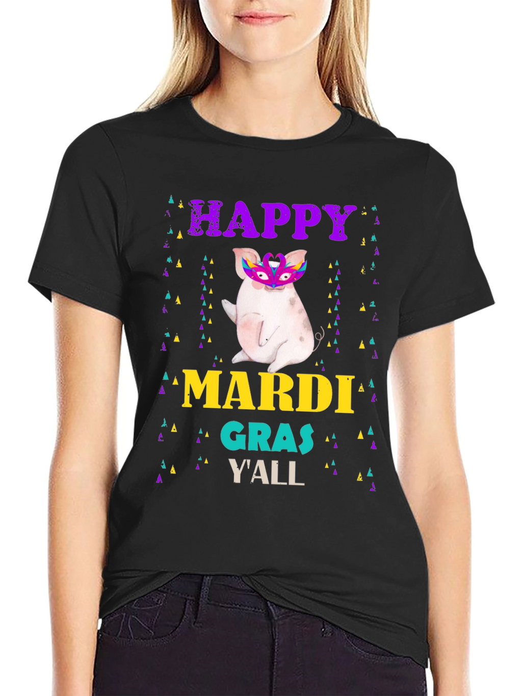 Happy Mardi Gras Yall Pig T-Shirt