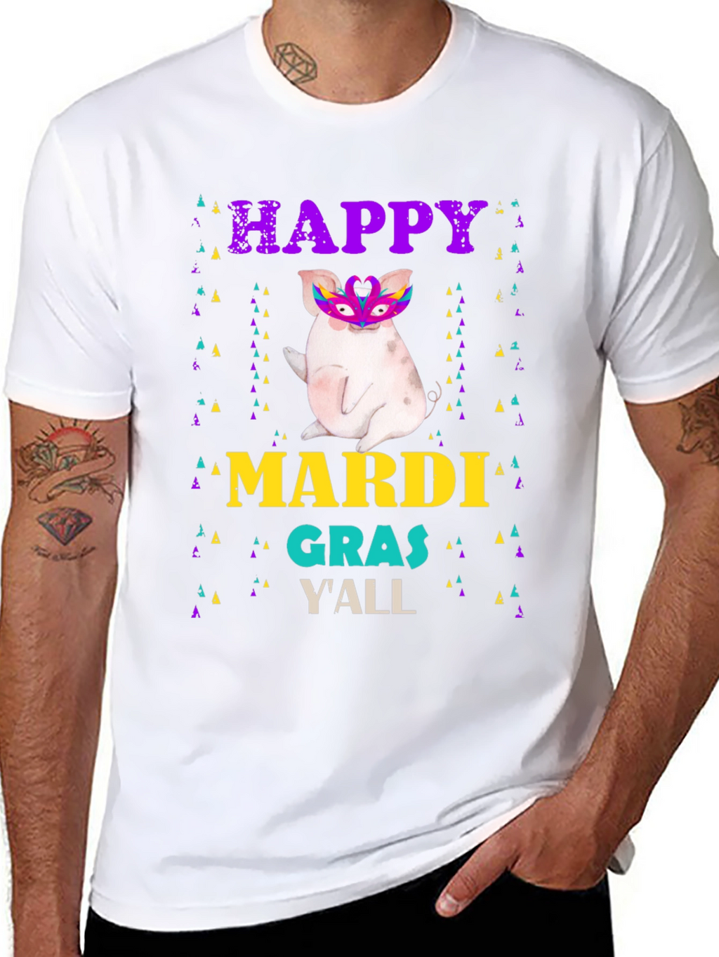 Happy Mardi Gras Yall Pig T-Shirt