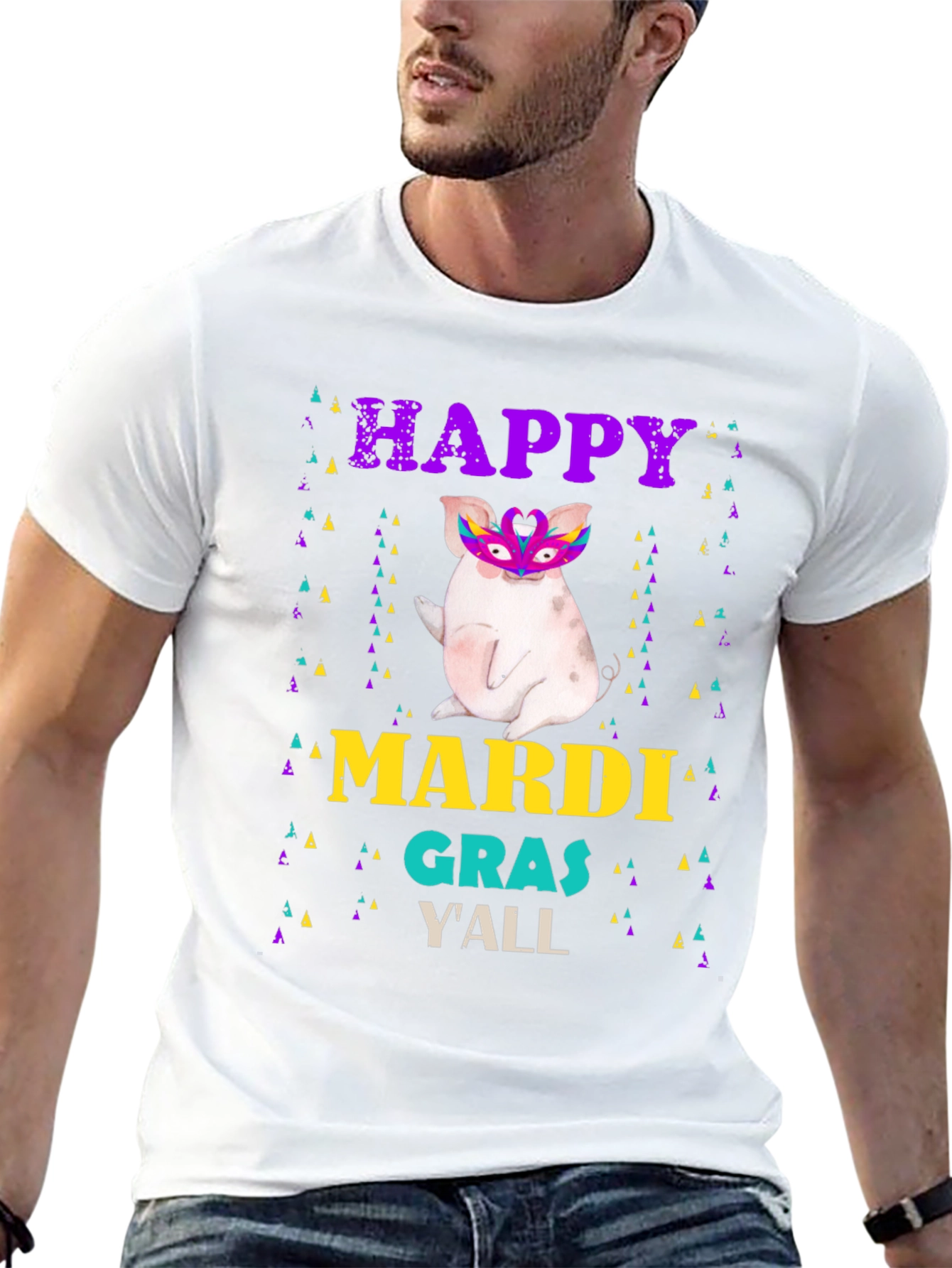 Happy Mardi Gras Yall Pig T-Shirt