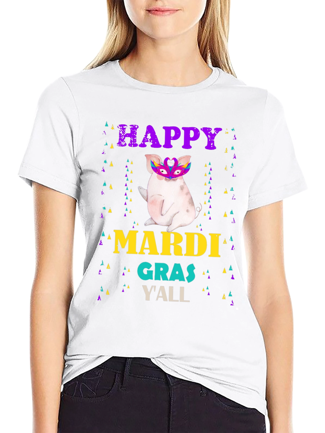 Happy Mardi Gras Yall Pig T-Shirt