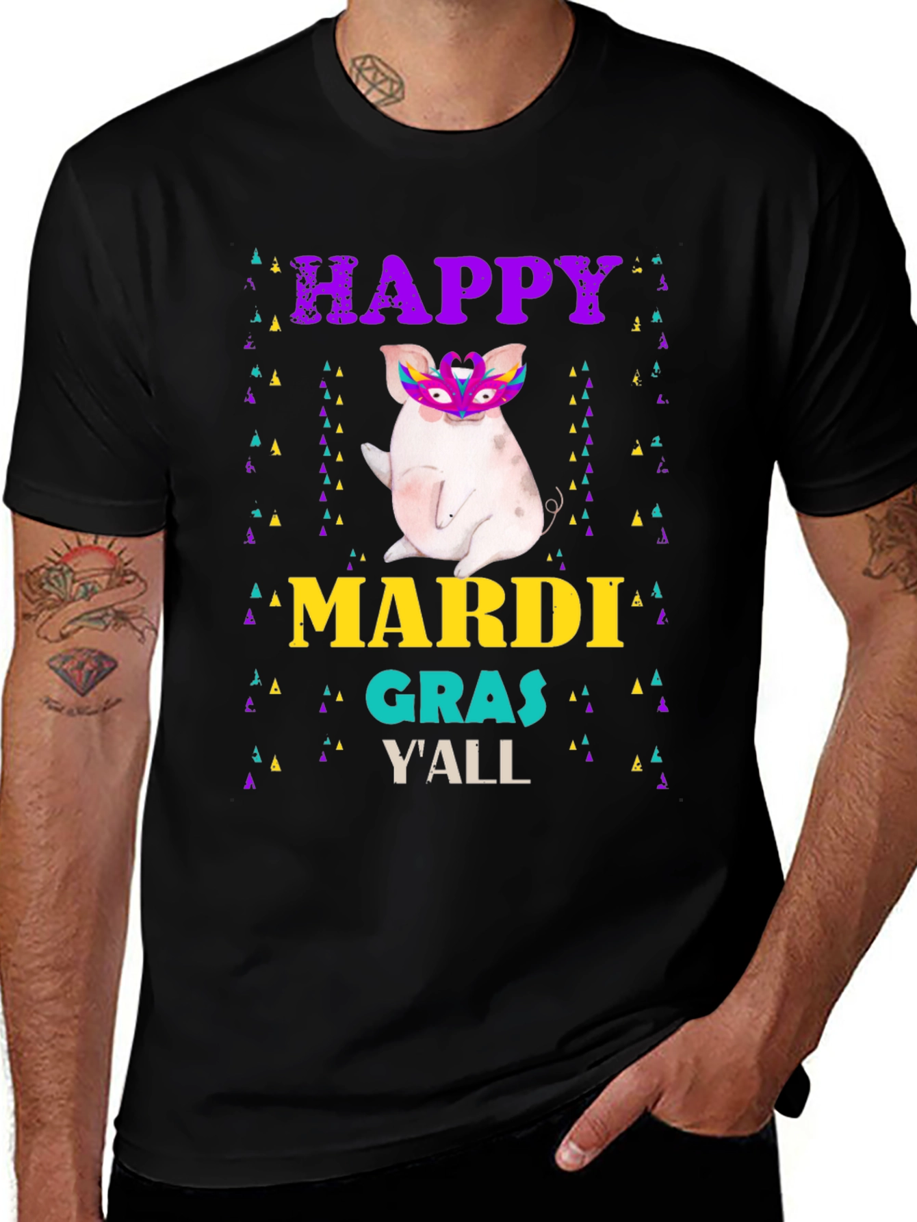 Happy Mardi Gras Yall Pig T-Shirt