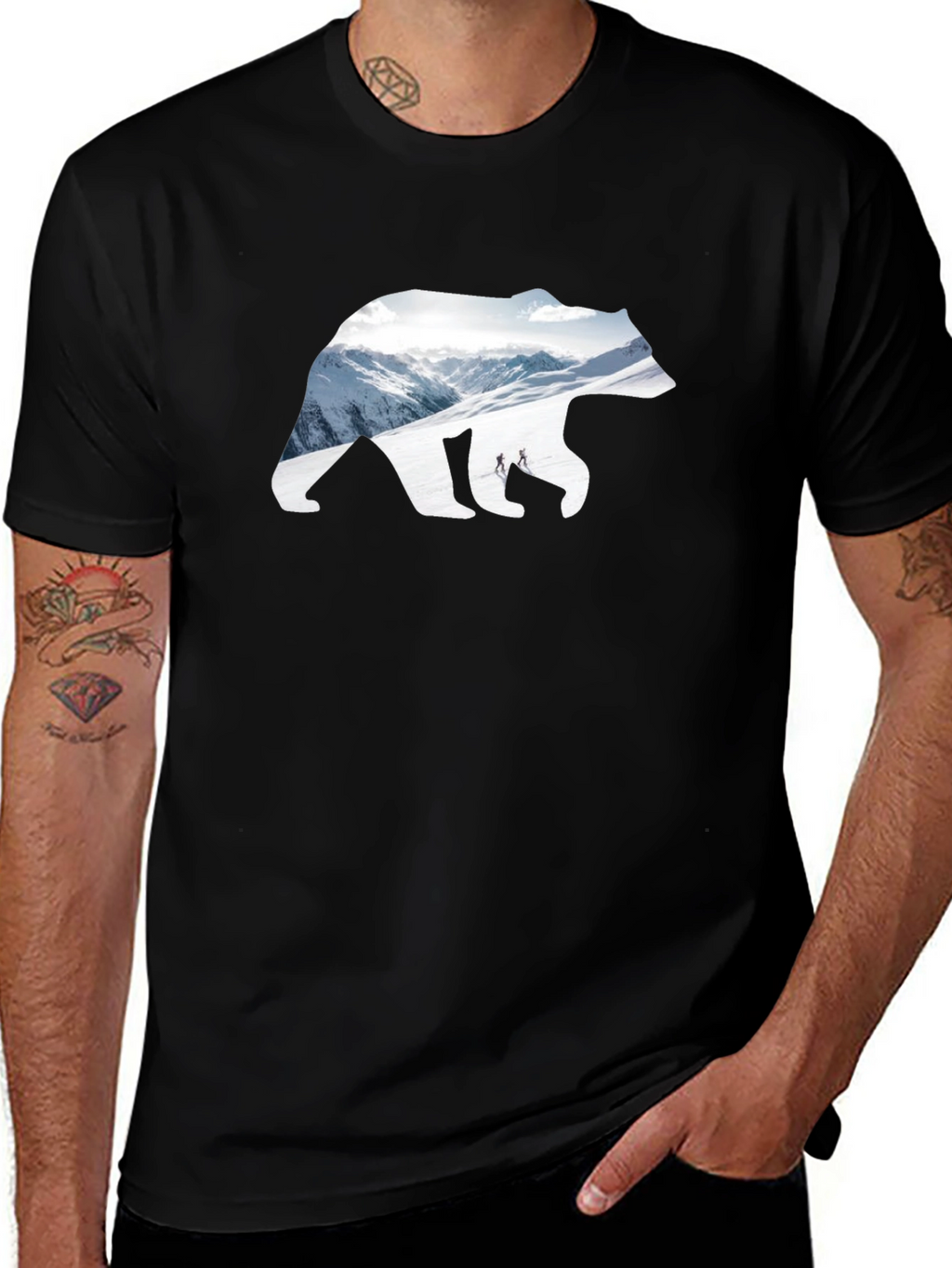 Bear Mountain Graphic Tee - Black Cotton Blend