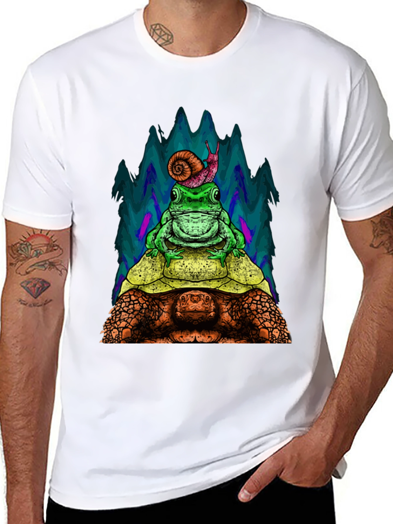 Turtle Frog and Snail Stack T-Shirt