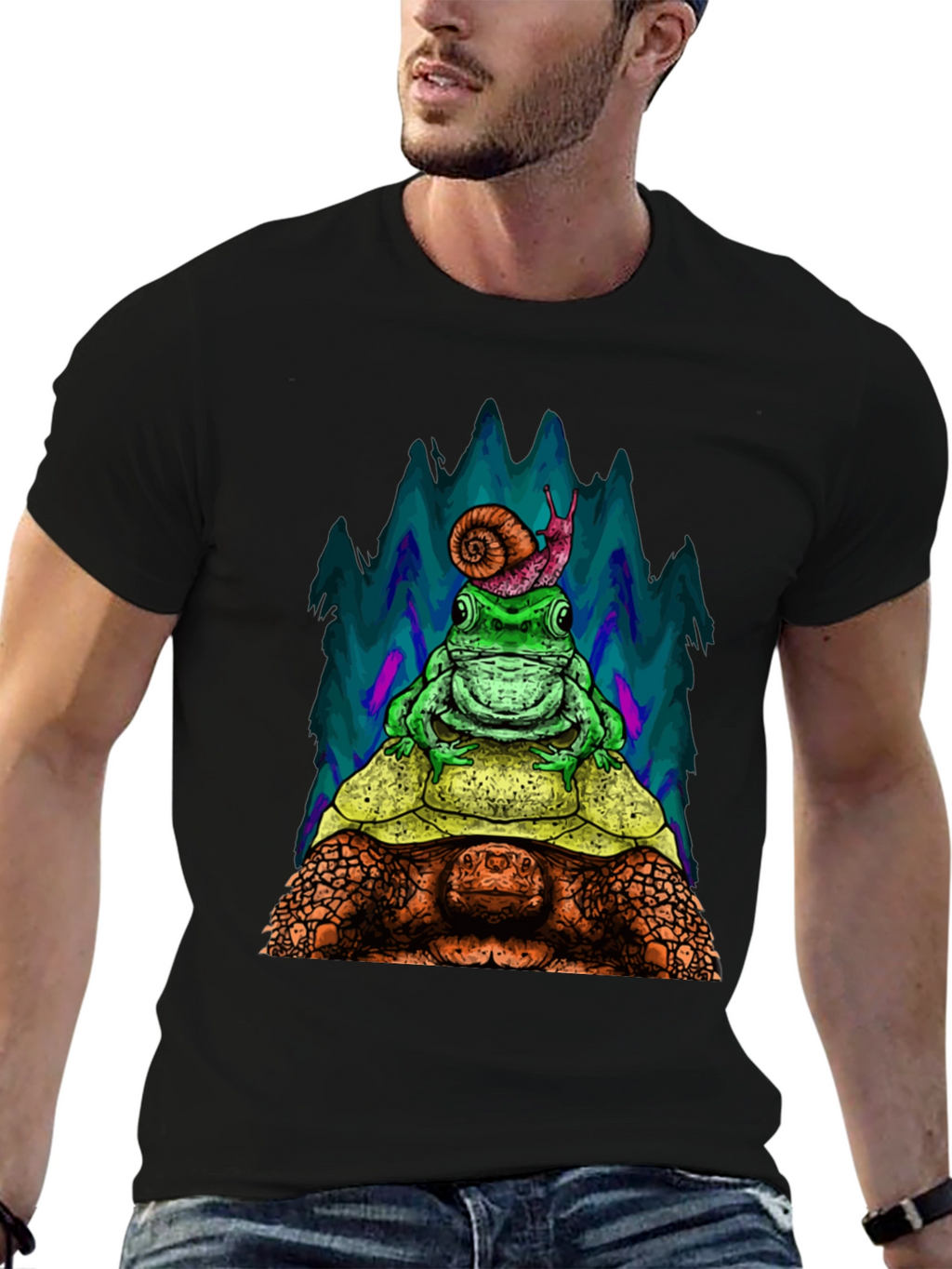 Turtle Frog and Snail Stack T-Shirt