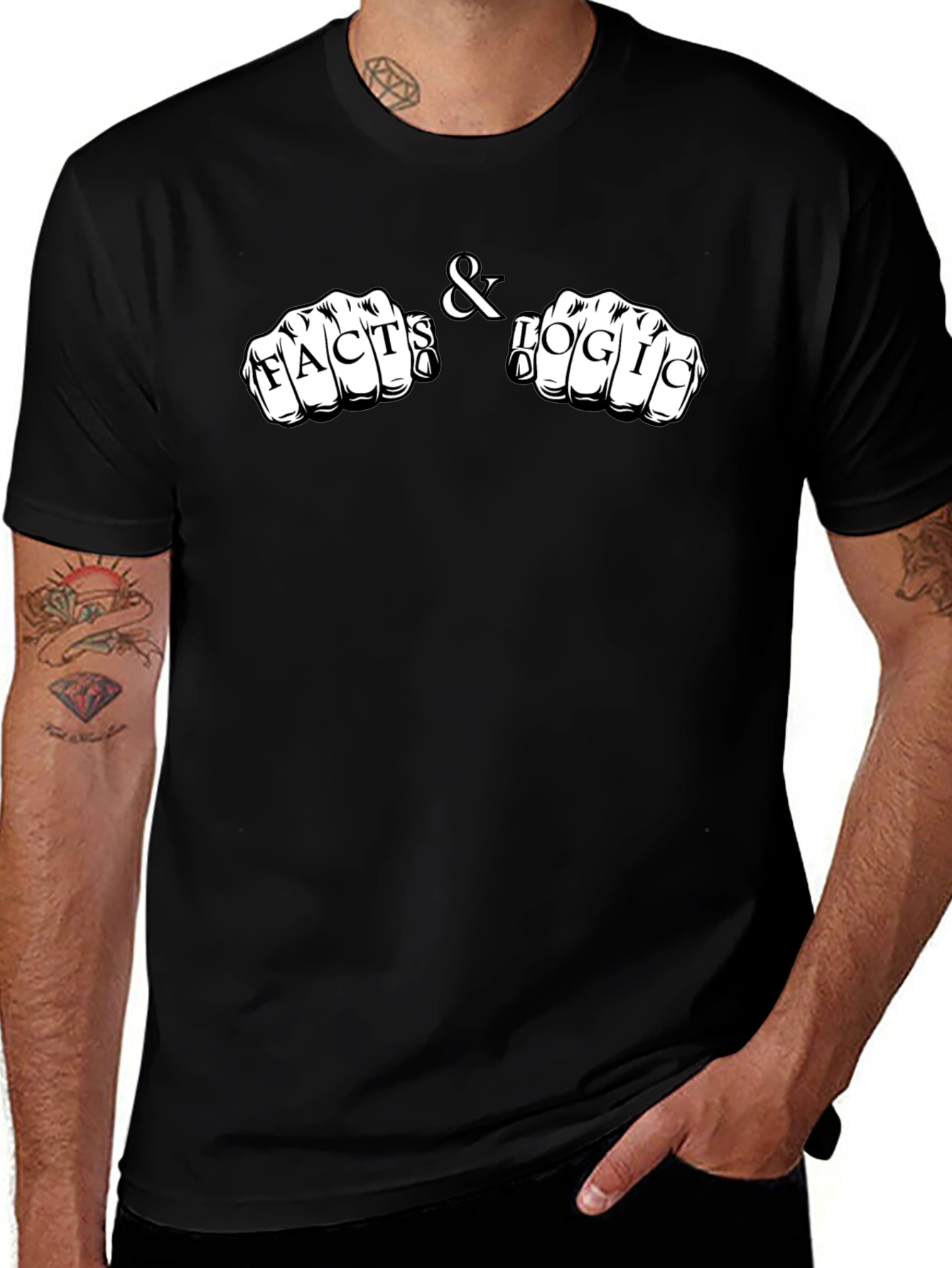 Facts & Logic Knuckle Tattoo Black T-Shirt