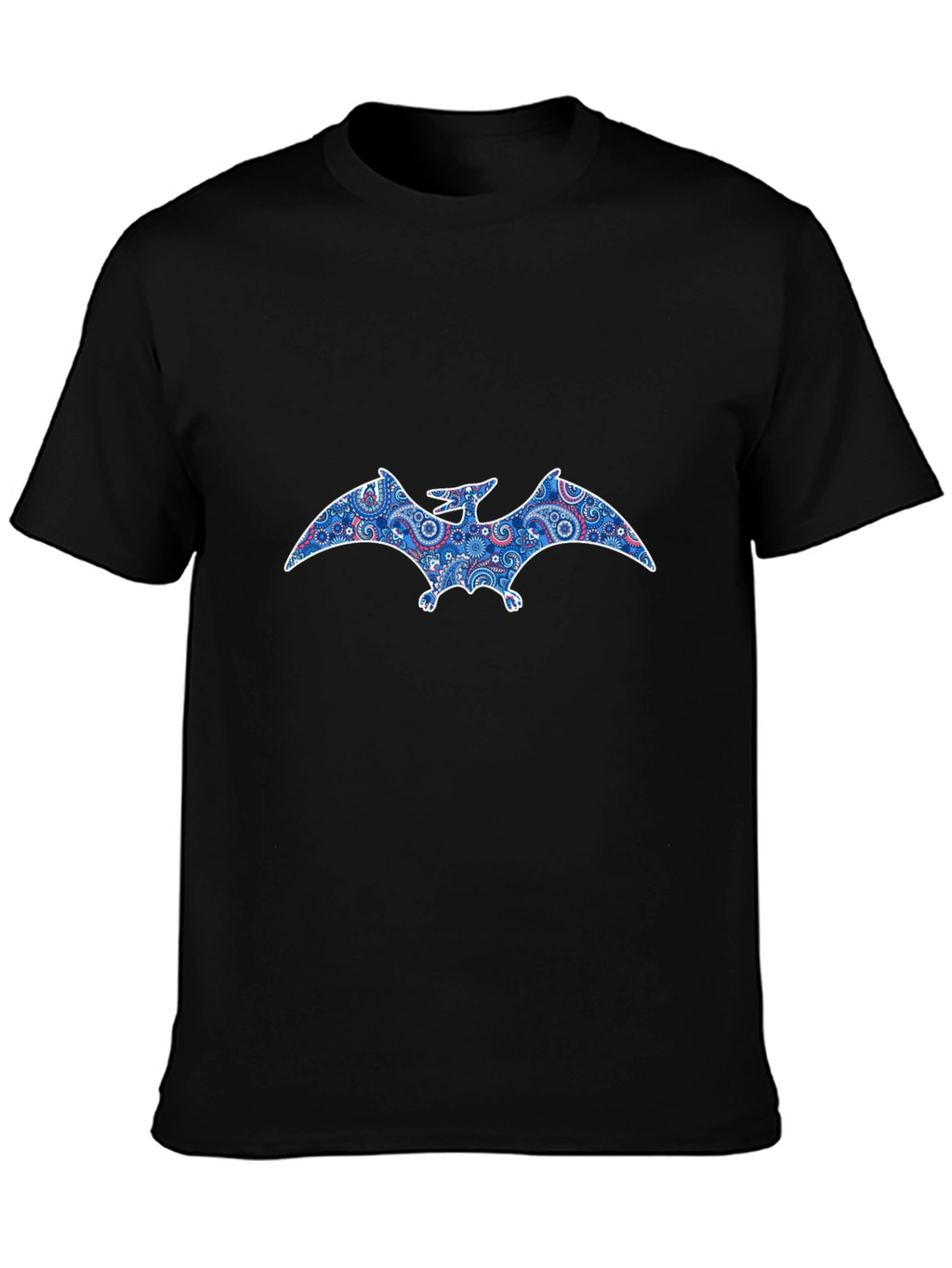 Pterodactyl Paisley Print Black T-Shirt