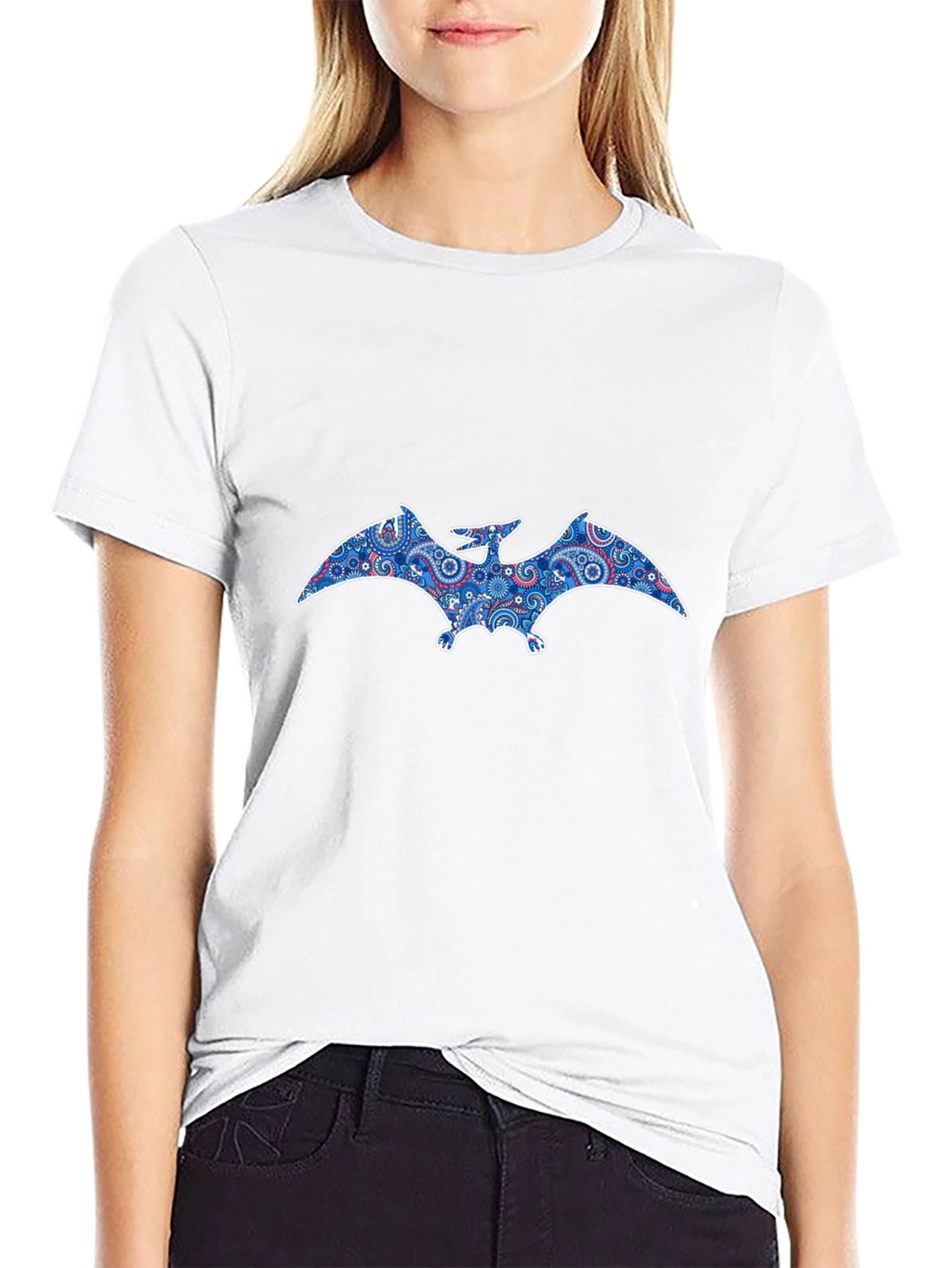 Pterodactyl Paisley Print Black T-Shirt