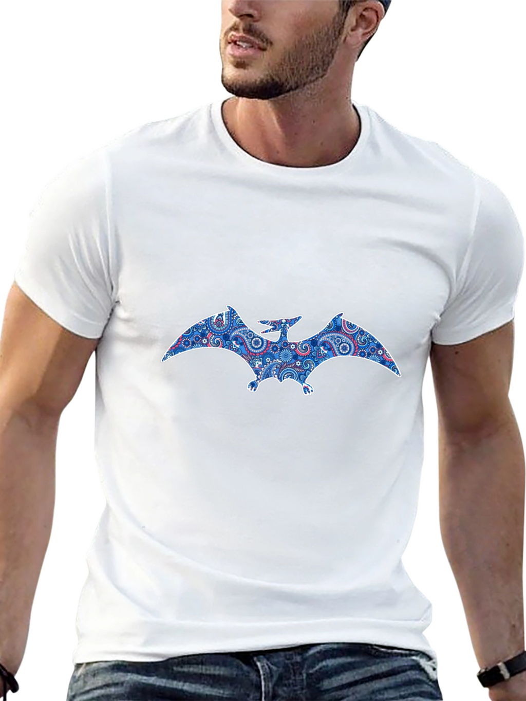 Pterodactyl Paisley Print Black T-Shirt