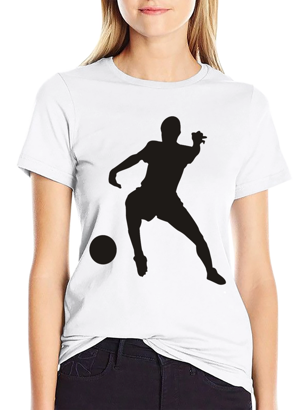 Black Soccer Player Graphic Tee - Casual Style