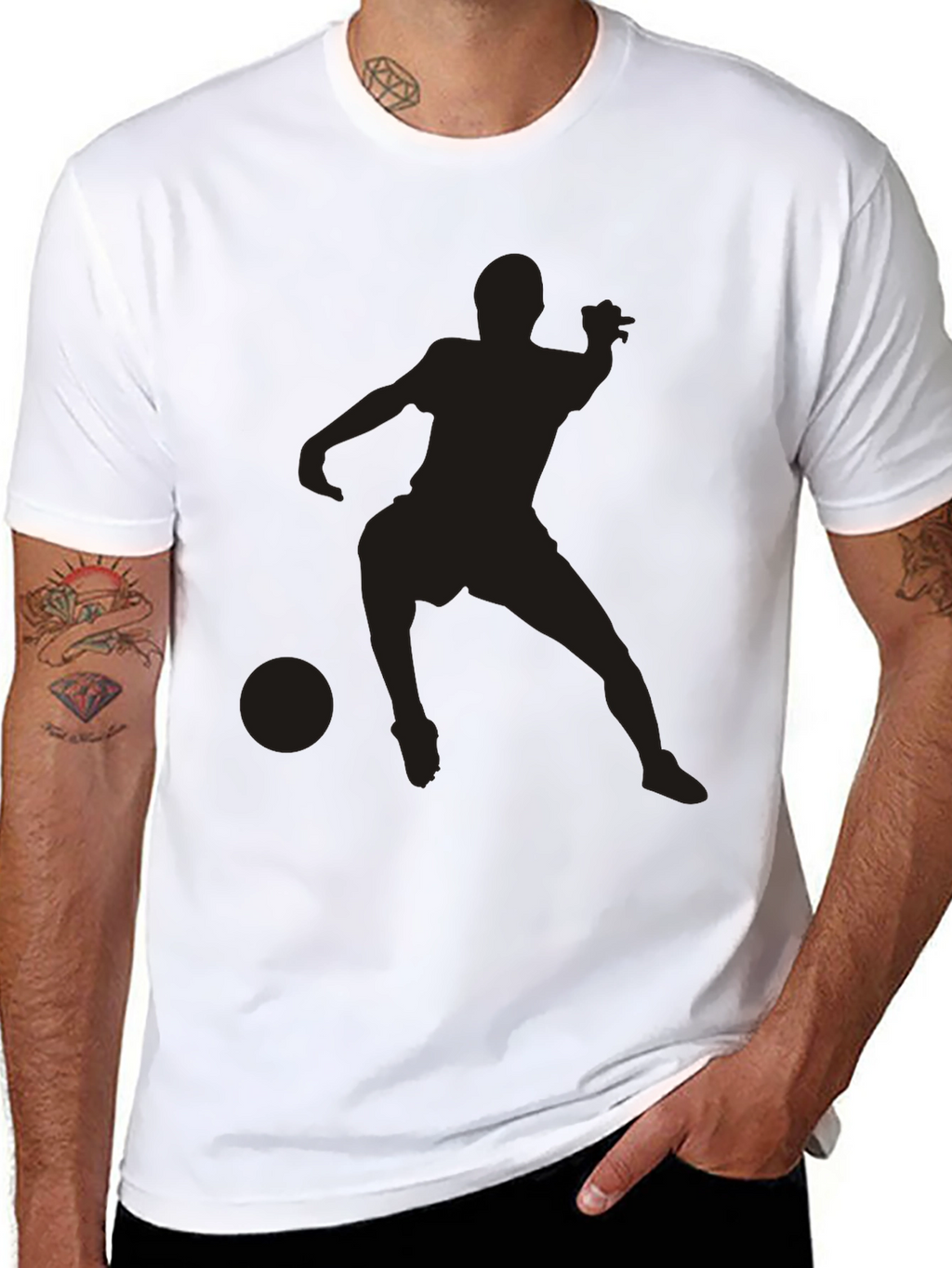 Black Soccer Player Graphic Tee - Casual Style