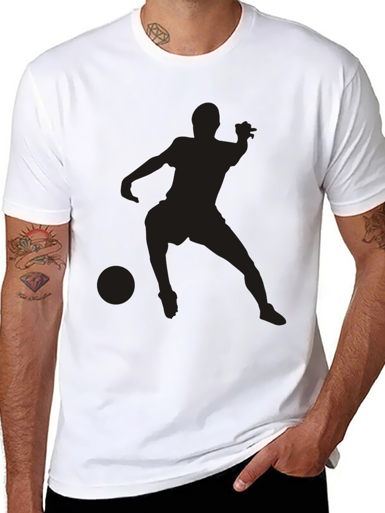 Black Soccer Player Graphic Tee - Casual Style