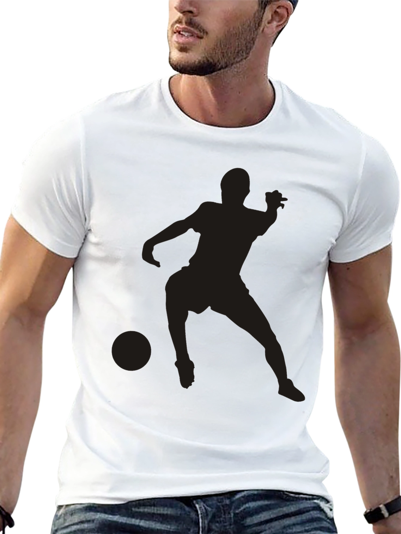 Black Soccer Player Graphic Tee - Casual Style