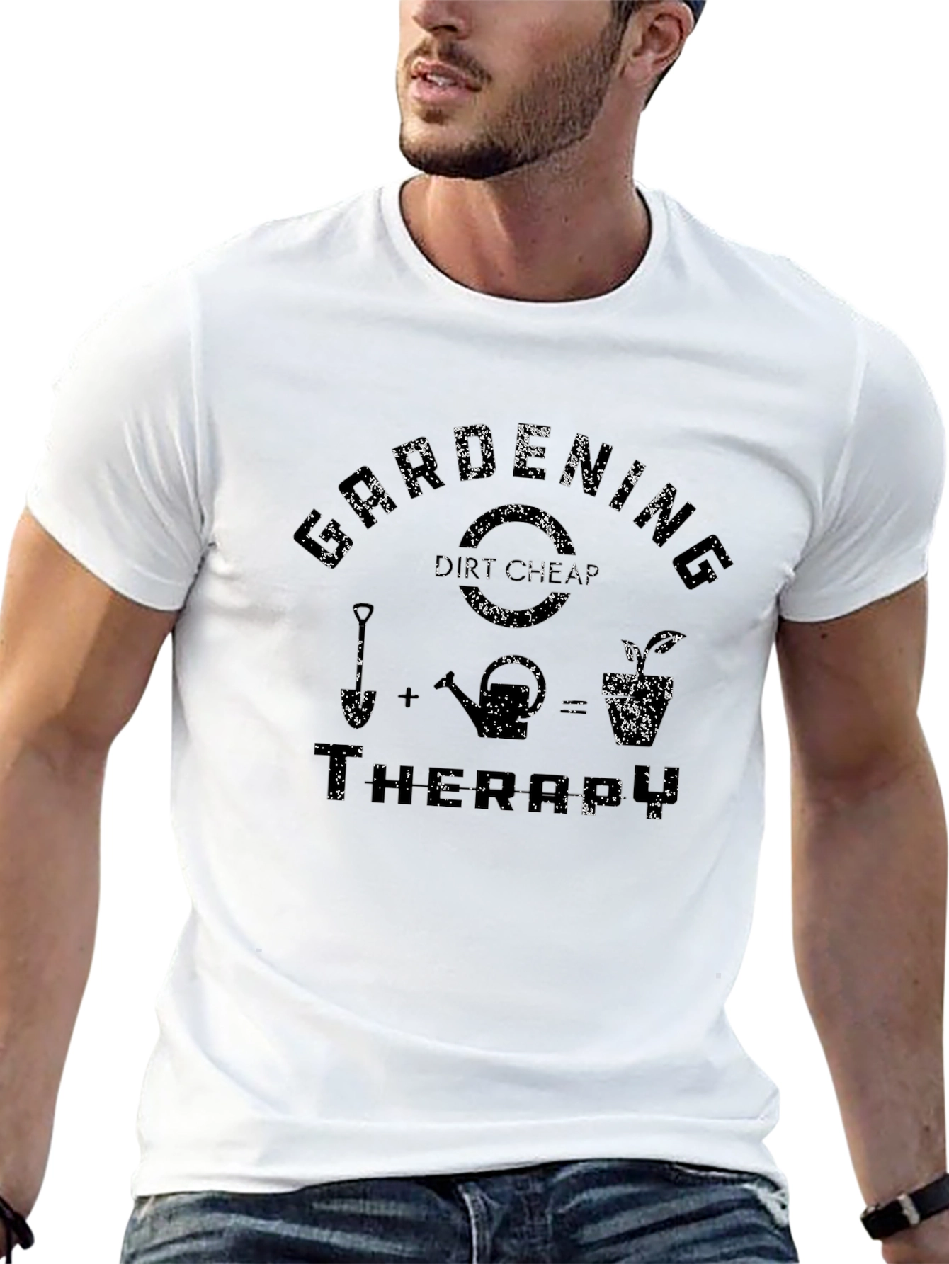 Gardening Therapy T-Shirt - Black Cotton Tee