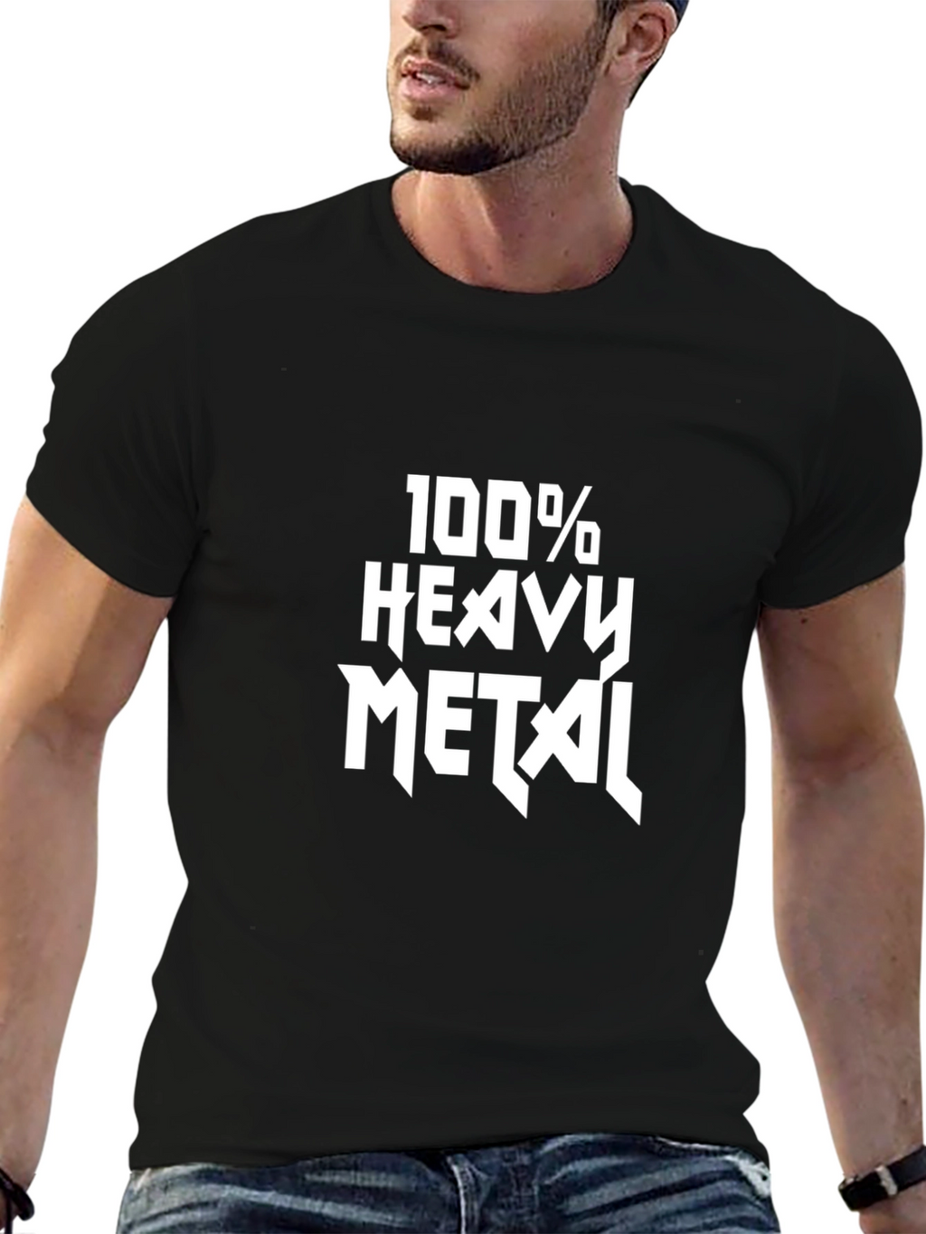 100% Heavy Metal Black Graphic Tee