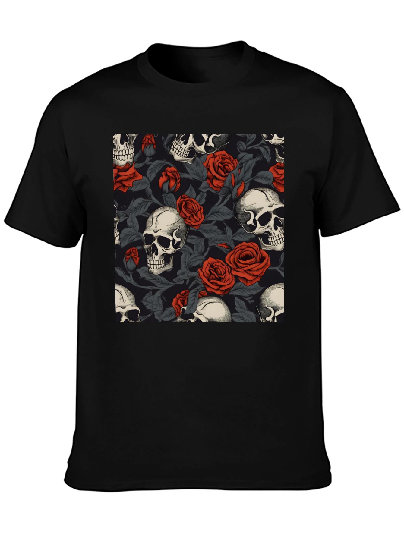 Skull & Roses Graphic Tee - Gothic Style