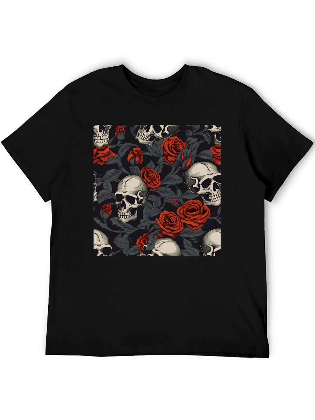 Skull & Roses Graphic Tee - Gothic Style